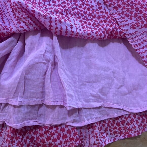 Banjanan Constance Pink Maiden Grass Raspberry Rose Midi Dress Sz XS Ruffle - Picture 12 of 14